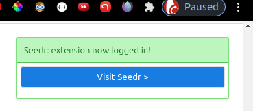 login to seedr extension successful