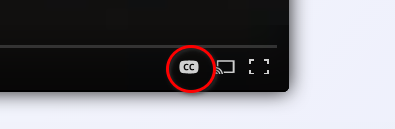 CC icon bottom right of video player